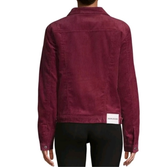 Calvin Klein Corduroy Trucker Jacket in Burgundy - Picture 9 of 9